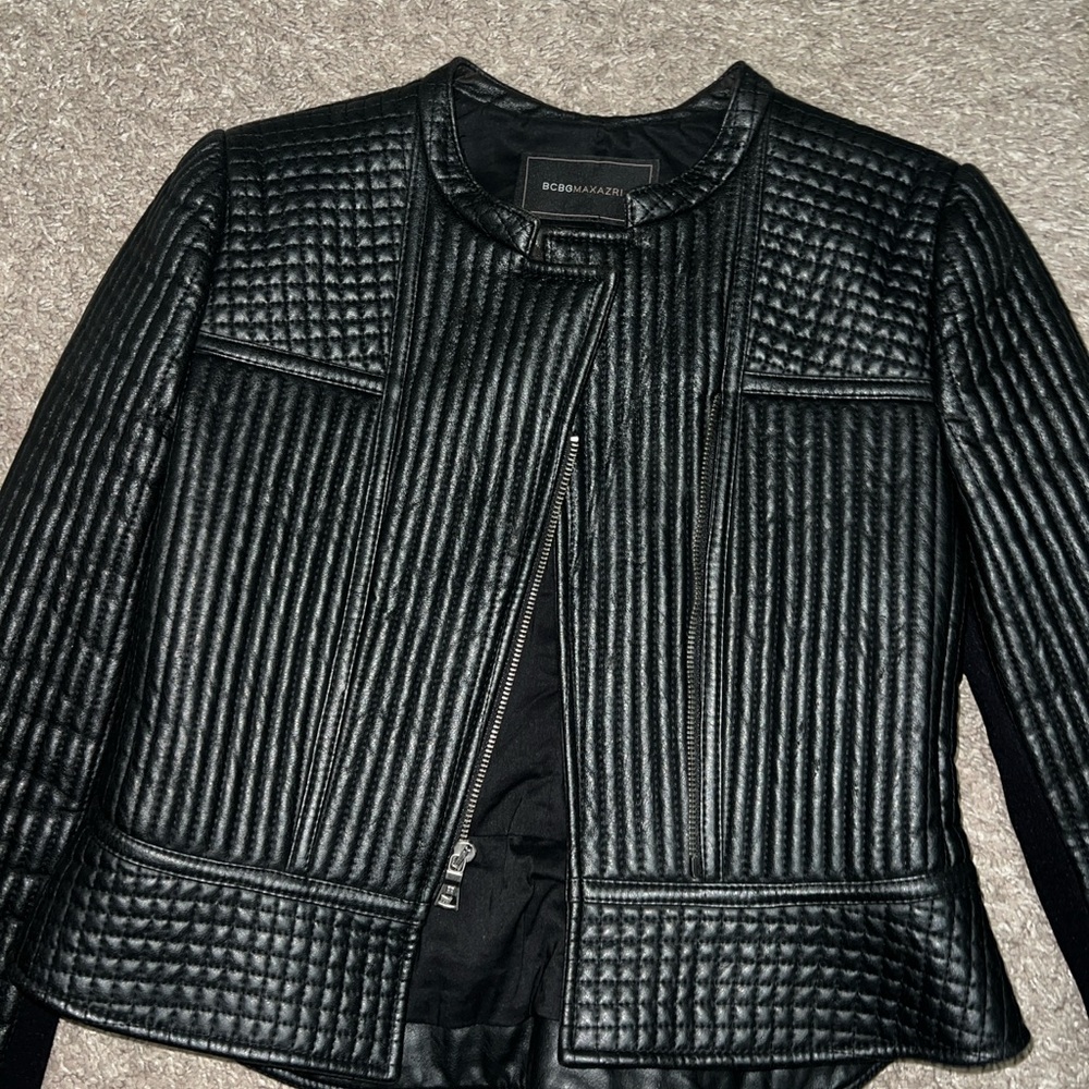BCBGMaxAzria Black Textured Leather Jacket